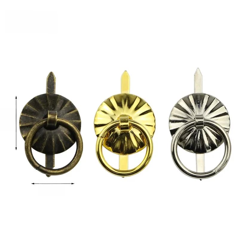 Vintage Bronze fer poignée bijoux vin boîte-cadeau poignée tirer boîte en bois bouton anneau rond tiroir cuisine petits tire argent or