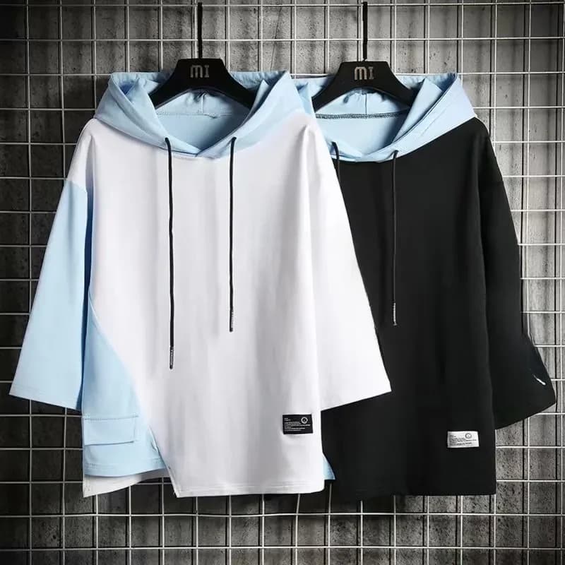 T-Shirt à capuche pour hommes, mode coréenne, été, extérieur, décontracté, manches courtes, Hip-hop, vêtements pour hommes, Streetwear, 2021