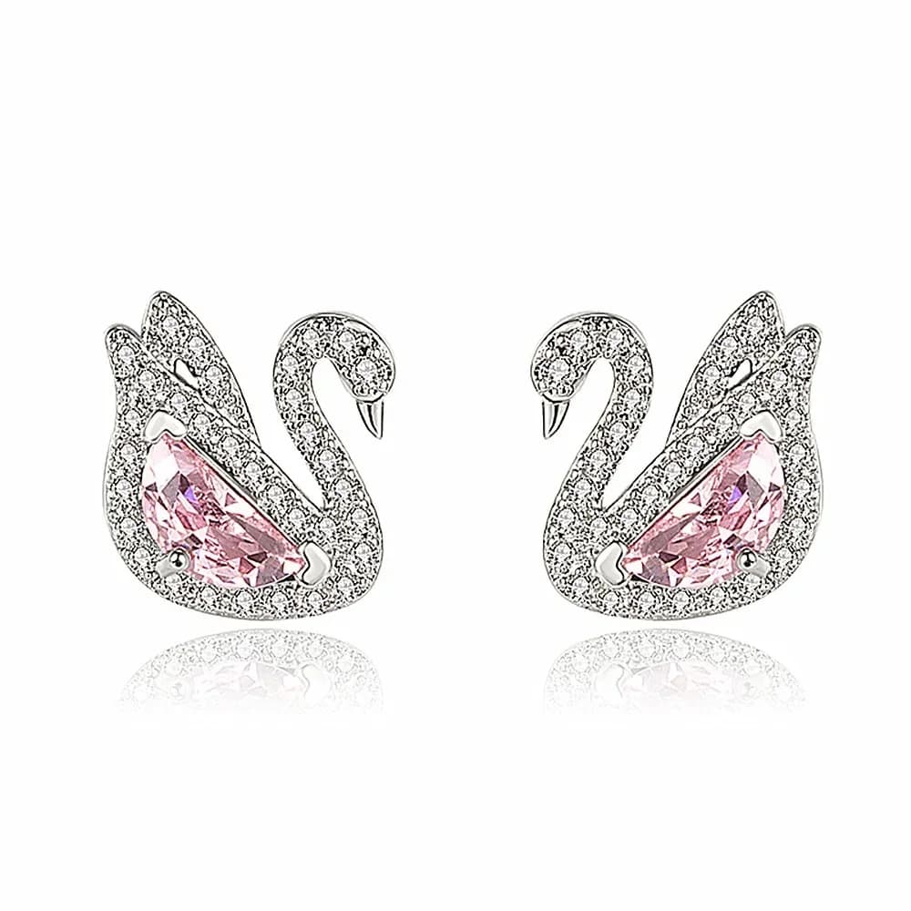 Boucles d'oreilles à tige en cristal rose pour femmes et filles, pierres précieuses, diamants, document en or blanc, cadeaux de bijoux chics et élégants, mode