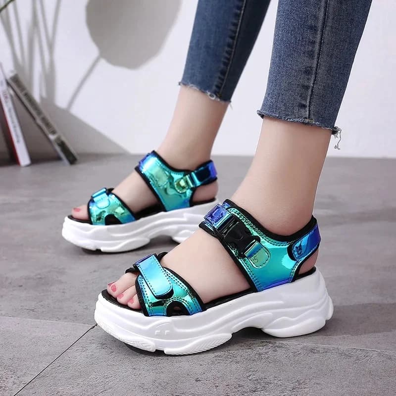 Femmes robe d'été sandales coin pour Sexy bout ouvert femme 2025 femme en plein air Cool Sport plate-forme Camouflage chaussures de plage 35-39
