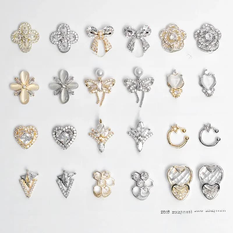 10 pièces/lot 3D amour fleur Zircon cristaux alliage métallique strass bijoux Nail Art décorations ongles accessoires breloques fournitures