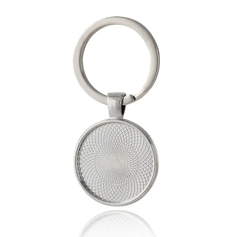 10 pièces/lot 25mm Cabochon blanc porte-clés pendentif Base à la main porte-clés porte-clés ajustement 25mm verre bijoux à bricoler soi-même faisant des accessoires