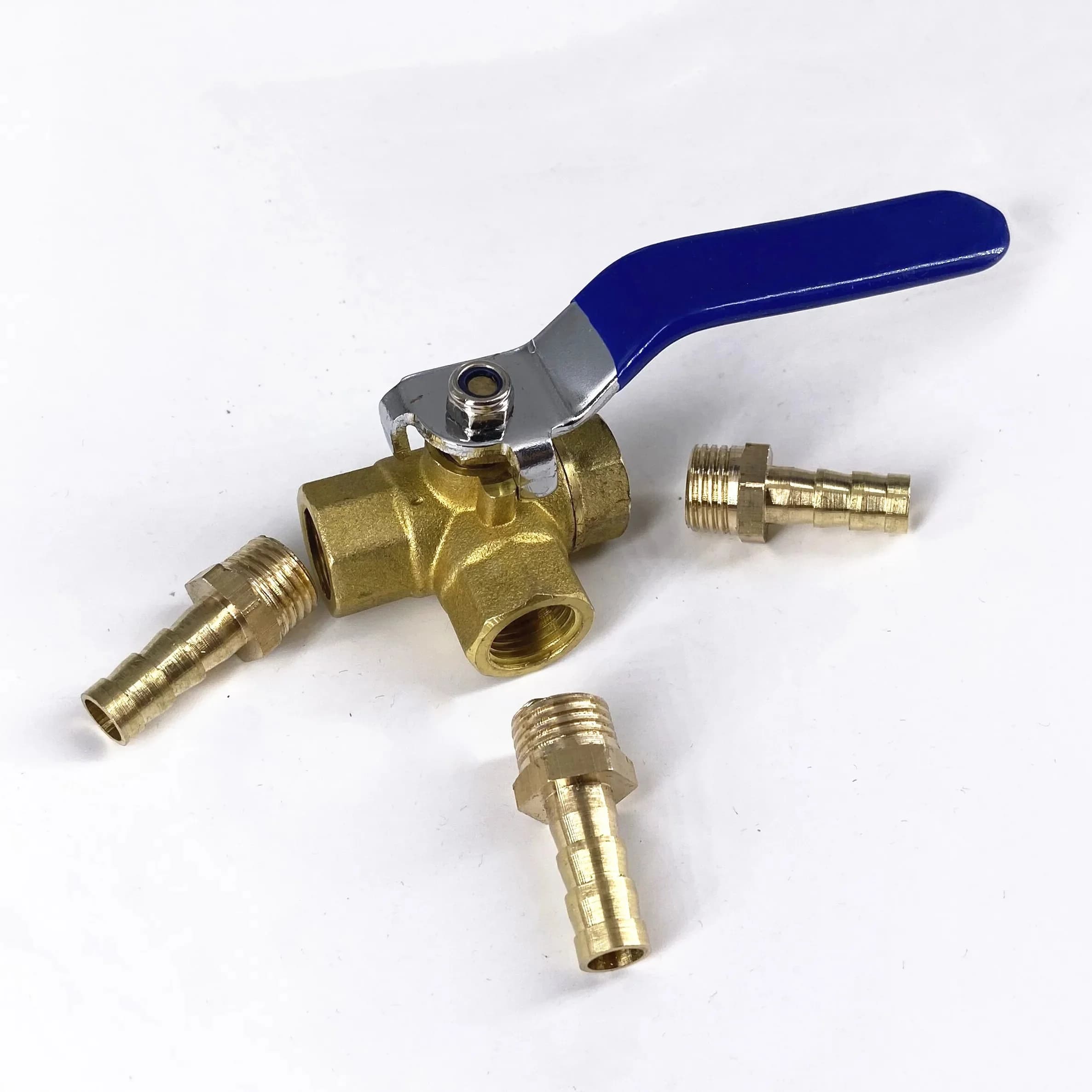 Adaptateur de connecteur de robinet à bille en laiton, filetage femelle BSP, port en L, 3 voies, eau, huile, air, gaz, tuyau cannelé, 4mm, 6mm, 8mm, 10mm, 12mm, 1/2"