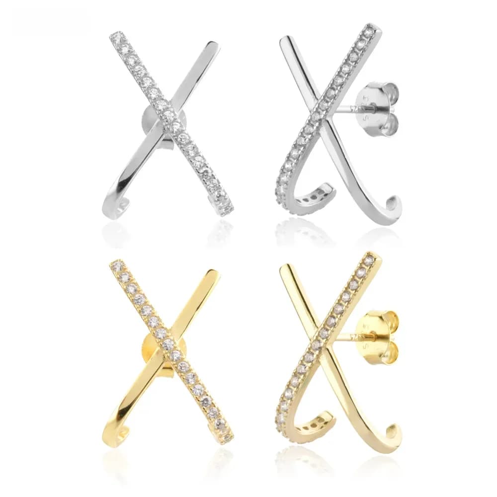 ANDYWEN-Boucles d'oreilles en argent regardé 925 avec croix en or 2021, clips de piercing, bijoux de luxe, grands bijoux en cristal