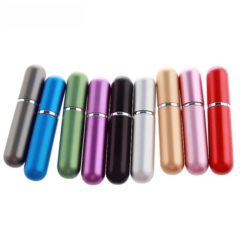 Mini bouteille de parfum rechargeable en aluminium, Portable, avec vaporisateur, conteneurs cosmétiques vides avec atomiseur pour voyageur, 5ml, 50 pièce/lot