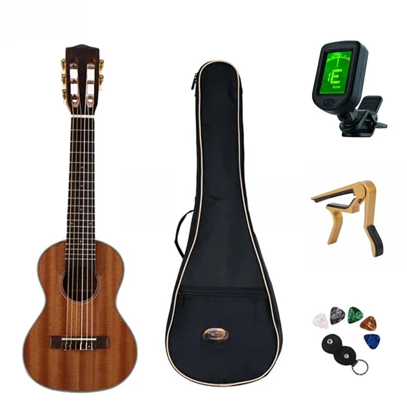 Acouway-Ukulele hawaïen manuel, 6 cordes, 18 frettes, bouton classique avec sac en option, accordeur, 28 pouces