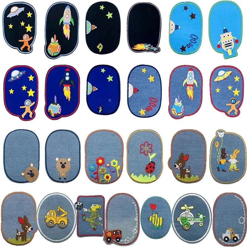 1-25 pièces Patchs thermocollants pour couture et réparation, pour coudes et genoux, pour vêtements, DIY, autocollants à rayures pour jeans, badges brodés, vêtements pour enfants
