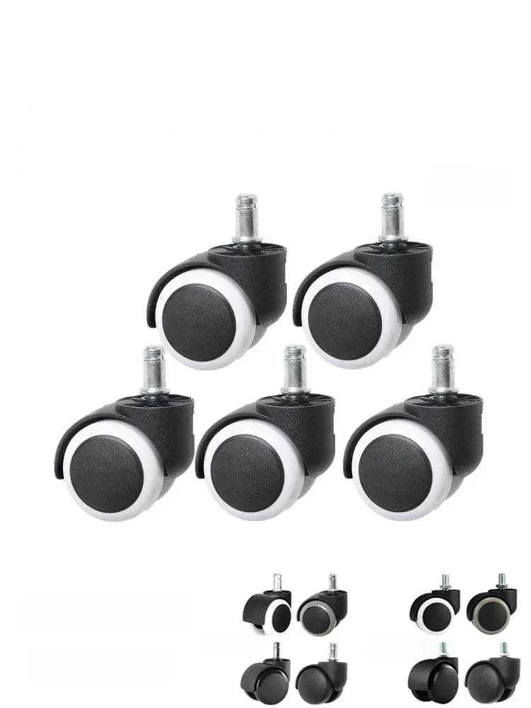 Lot de 5 roulettes universelles pour chaise de bureau, 10mm/11mm, 2 pouces, à vis, en PU, grande classe, silencieuses, durables et résistantes à l'usure
