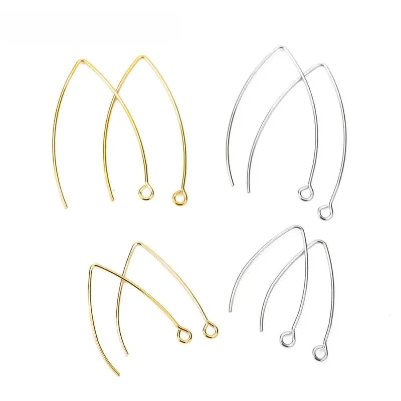 20 pcs/lot couleur dorée hypoallergénique en acier inoxydable en forme de V boucles d'oreilles crochets fermoirs fil pour artisanat bricolage fabrication de bijoux résultats
