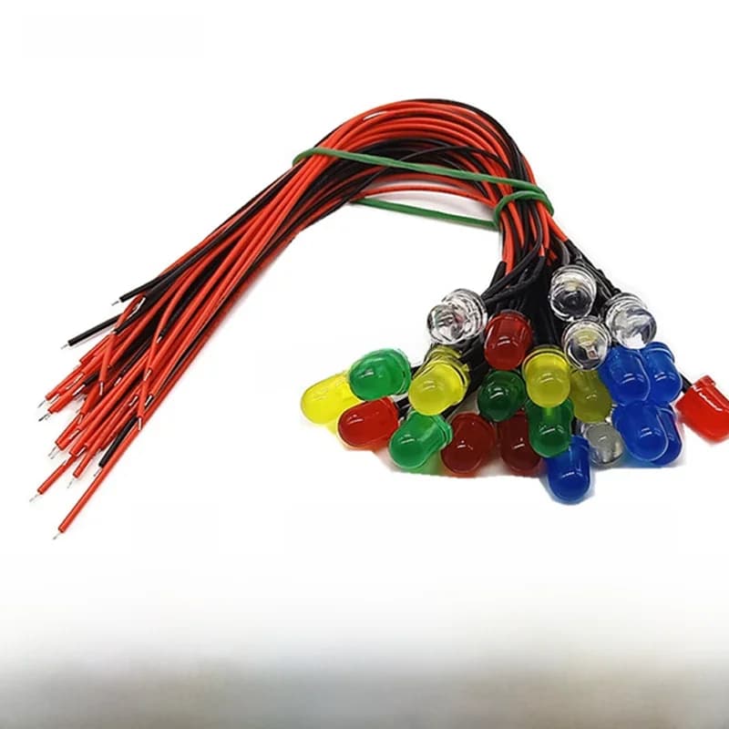 5-10 pièces 3mm 5mm 8mm 10mm LED 5V 20cm pré-câblé blanc rouge vert bleu jaune Orange Diode lampe décoration Diodes électroluminescentes