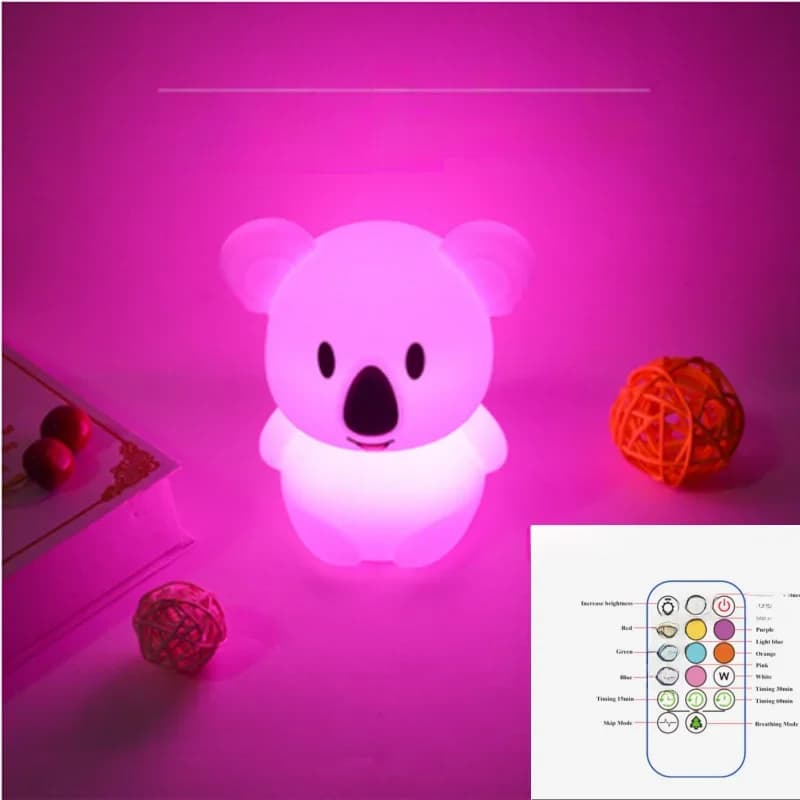 Veilleuse LED aste par USB, animal de dessin animé, Koala RVB, lampes tactiles, lampe pour enfants, décoration intérieure, lampe de table de nuit, cadeau