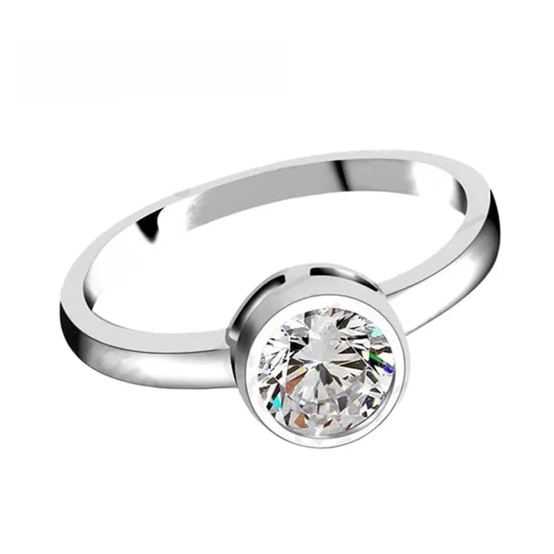 Bagues rondes en cristal en argent Sterling 925, bijoux d'anniversaire, fiançailles, Promotion, à la mode, pour femmes
