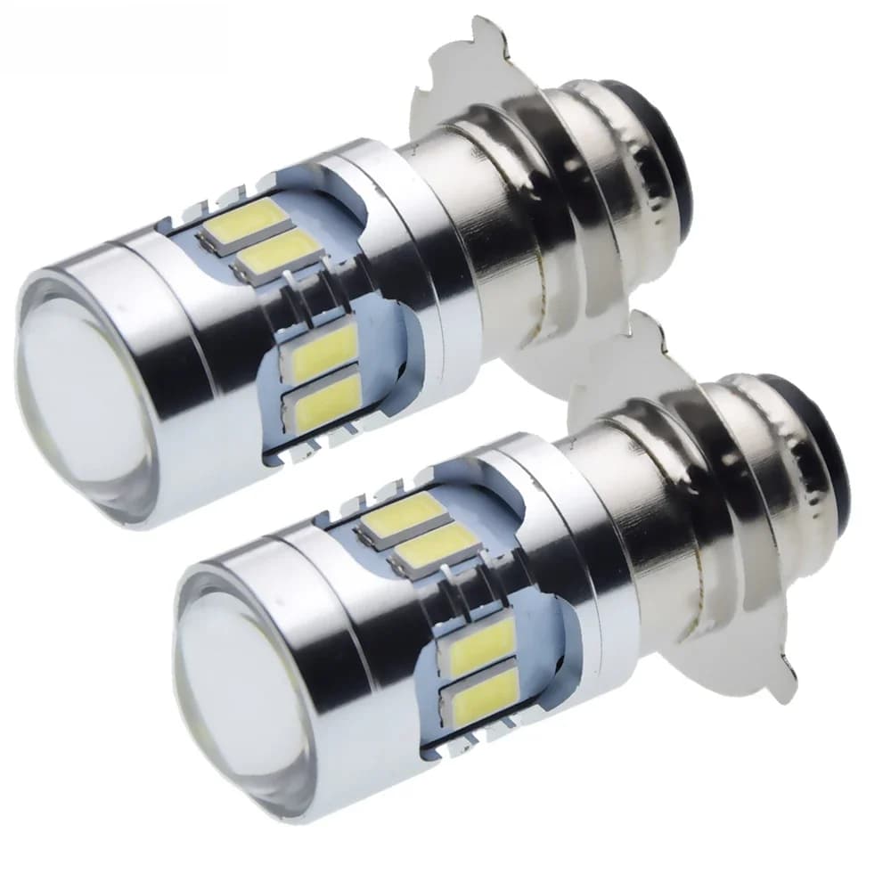 2 pièces Moto phare LED P15D-25-3 6 V-24 V DC Moto avant phare brouillard DRL Scooter Moto cyclomoteur blanc tête ampoule lampe