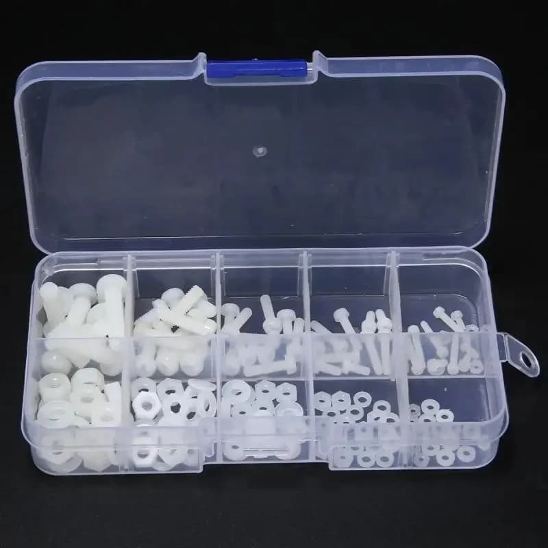 Kit d'entretoise d'écrou de 2,2 avec boîte en plastique, blanc, noir, nylon, vis hexagonale, profilé, degré de corrosion, M2, M2.5, M3, M5, 150 pièces