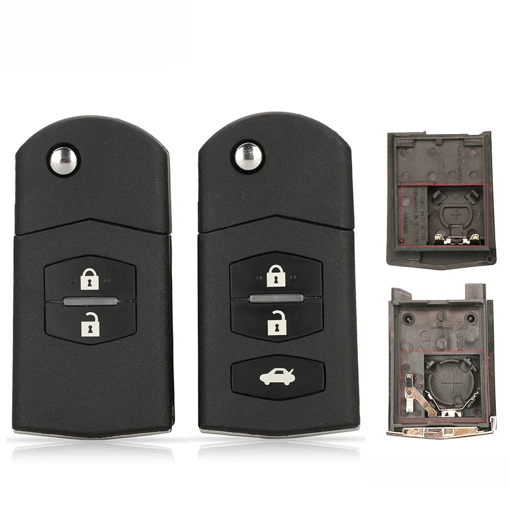 Jingyuqin 2/3 bouton télécommande porte-clés coque pliable pour Mazda 2 3 5 6 CX-7/CX-9/MX-5 avec remplacement de lame non coupée