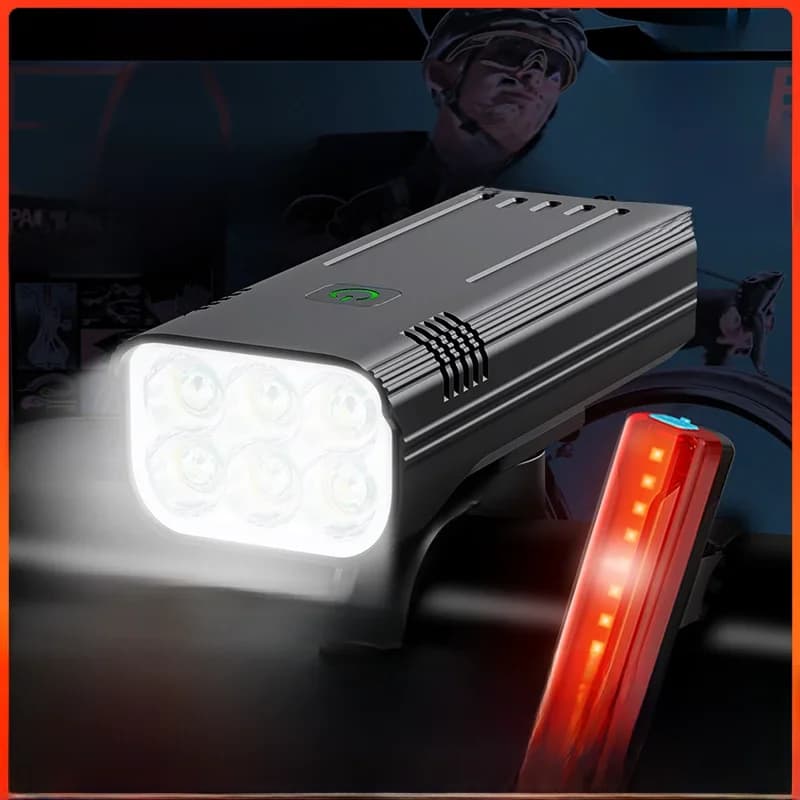 NATFIRE 6 LED lumière de vélo 3600 Lumen lampe de vélo Rechargeable lampe de poche avant et arrière feu arrière pour extérieur vtt cyclisme sur route