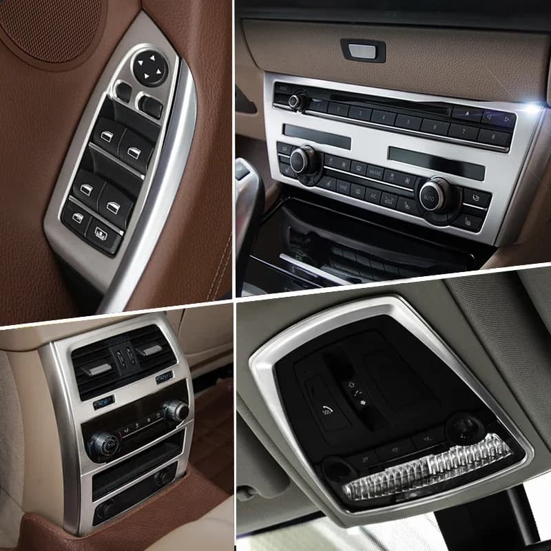 Accessoires chromés pour BMW série 5 GT F07, changement de vitesse intérieur de voiture, panneau CD de climatisation, couverture d'accoudoir de porte, autocollants de garniture de voiture