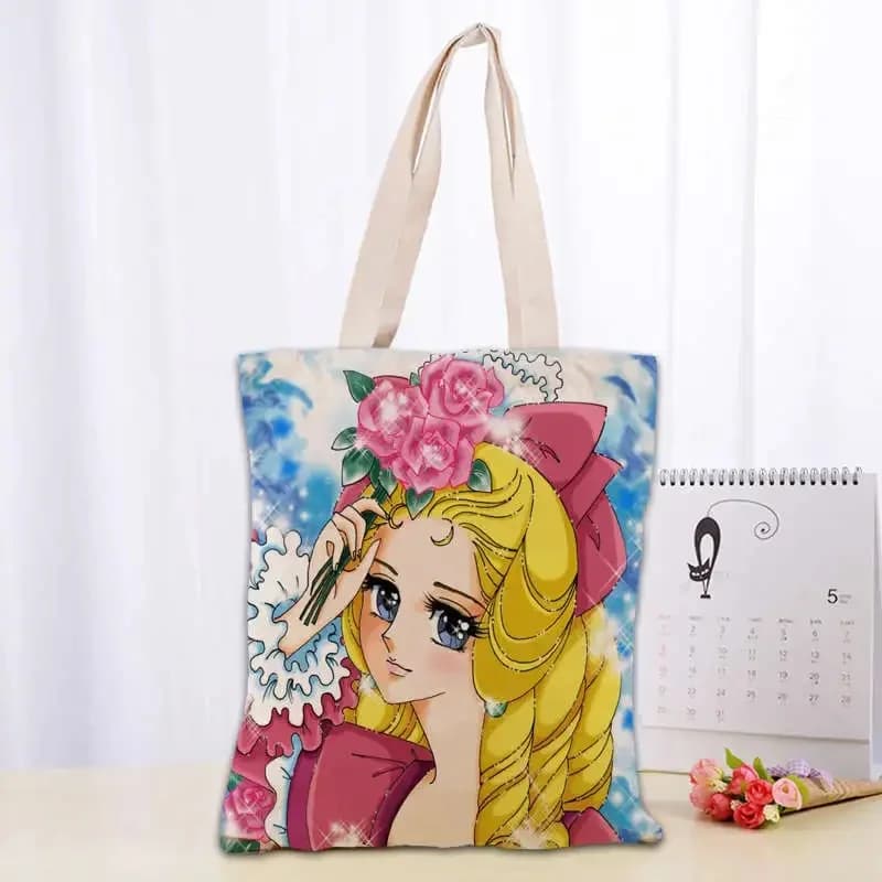 The Rose of Versailles Sac fourre-tout populaire pliable sac à provisions réutilisable Eco grand unisexe toile tissu sac à bandoulière fourre-tout 0406