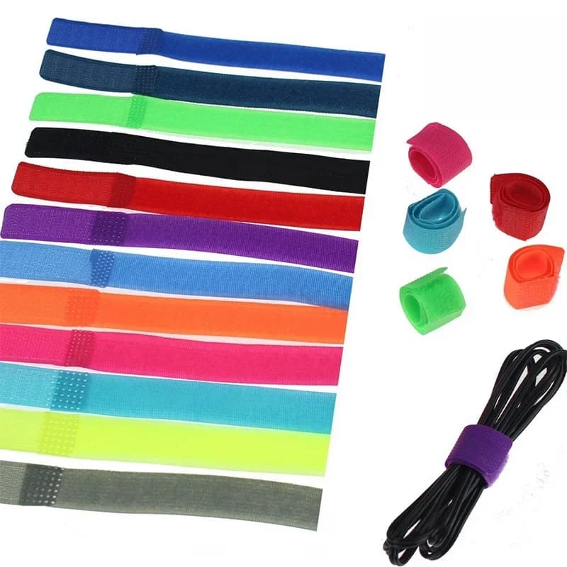 Attaches de câble de fixation colorées auto-adhésives Velcros, sangles de câble réutilisables, évaluation de fil, boucle à crochet, 20/50 po, 7.1 pièces