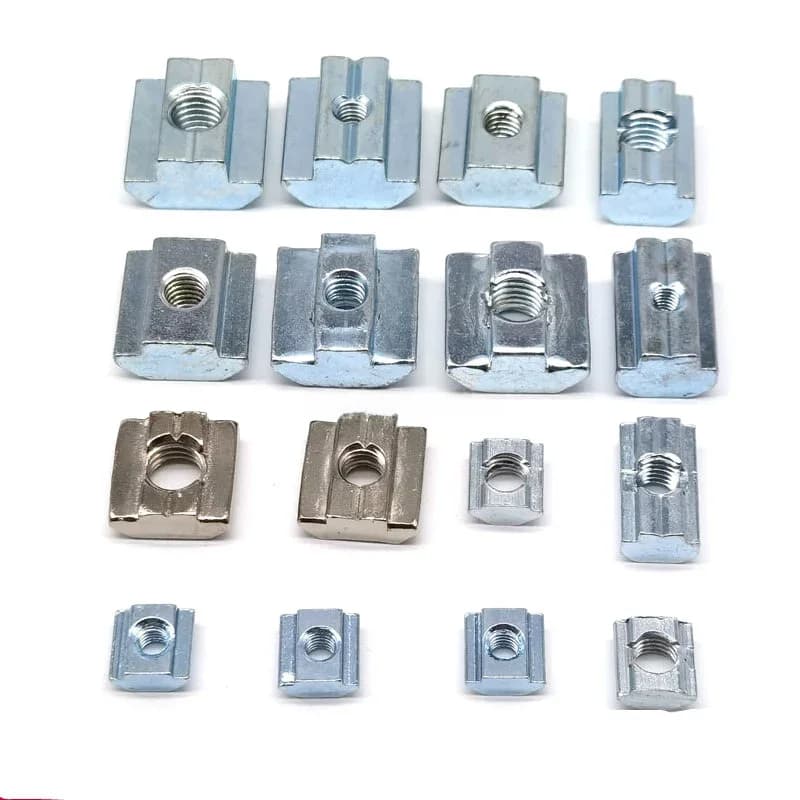 10/50 pièces Écrous carrés en T M3 M4 M5 M6 M8 M10, écrous à marteau coulissant pour profilés aluminium 2020 3030 4040 4545