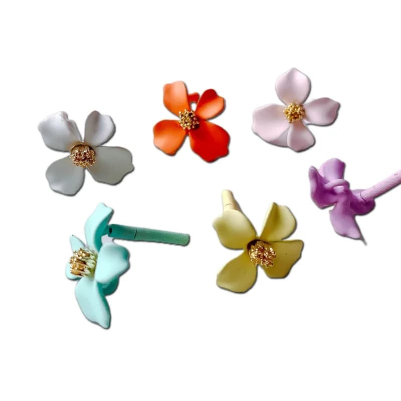 Boucles d'Oreilles en Forme de Fleur Plaquée, Accessoires pour Collier, Pendentif, Goutte d'Eau, Coordinateur de Bijoux, Matériel Fait à la Main, 6 Pièces