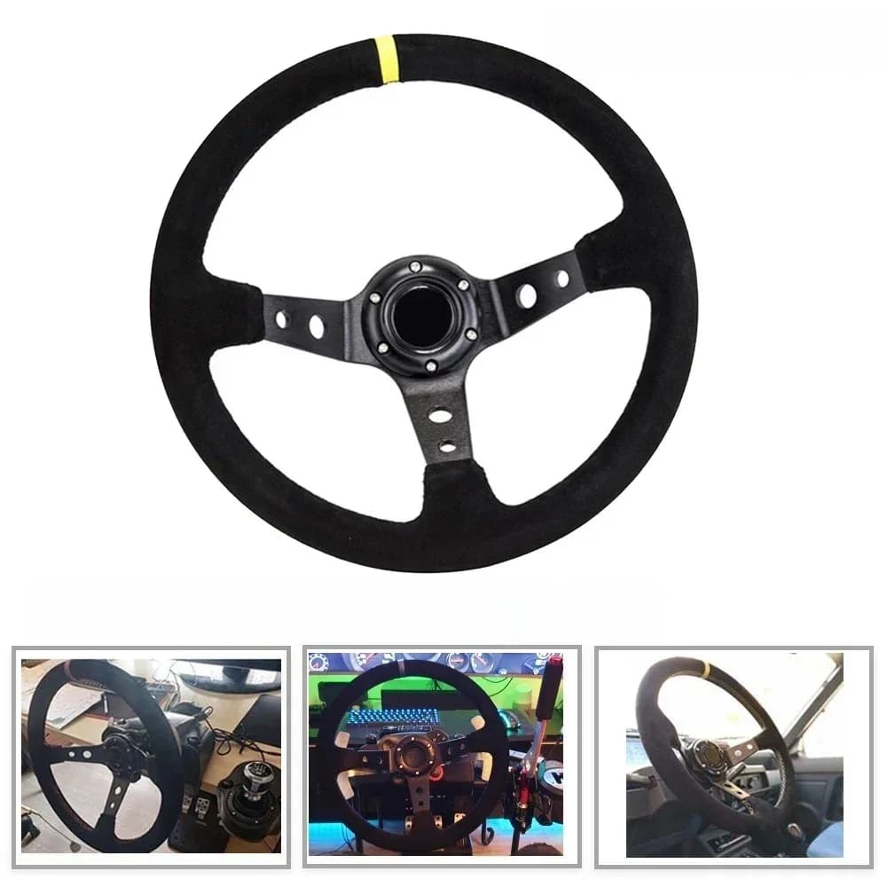 Volant universel en daim 350MM, volant en cuir, type de volant de course à dérive, Style daim/PVC de haute qualité