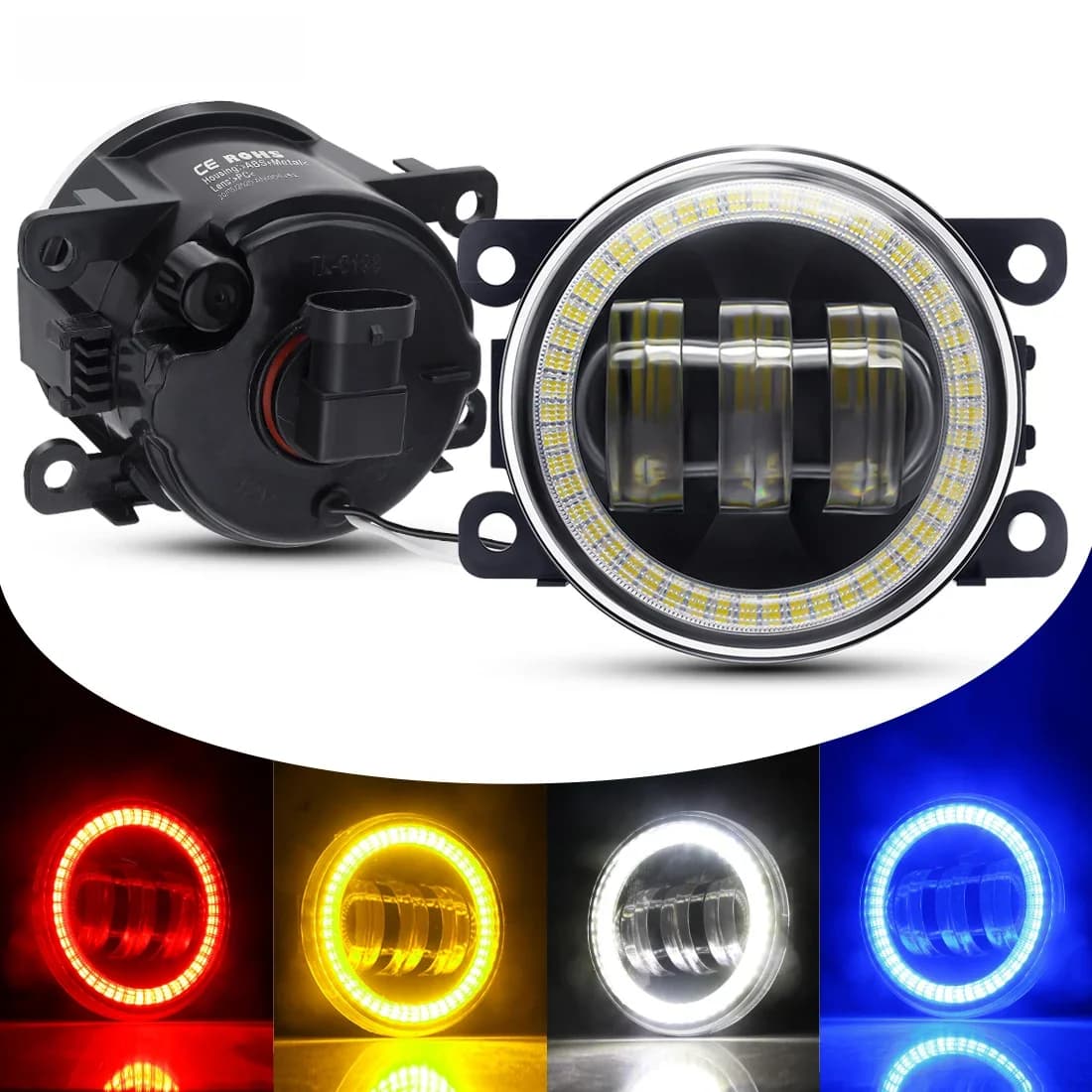 2 X phare antibrouillard œil d'ange de voiture pour Peugeot 3008 207 307 2008 4008 4007 5008 408 407 607 301 308 Boxer lentille LED antibrouillard lampe de conduite DRL