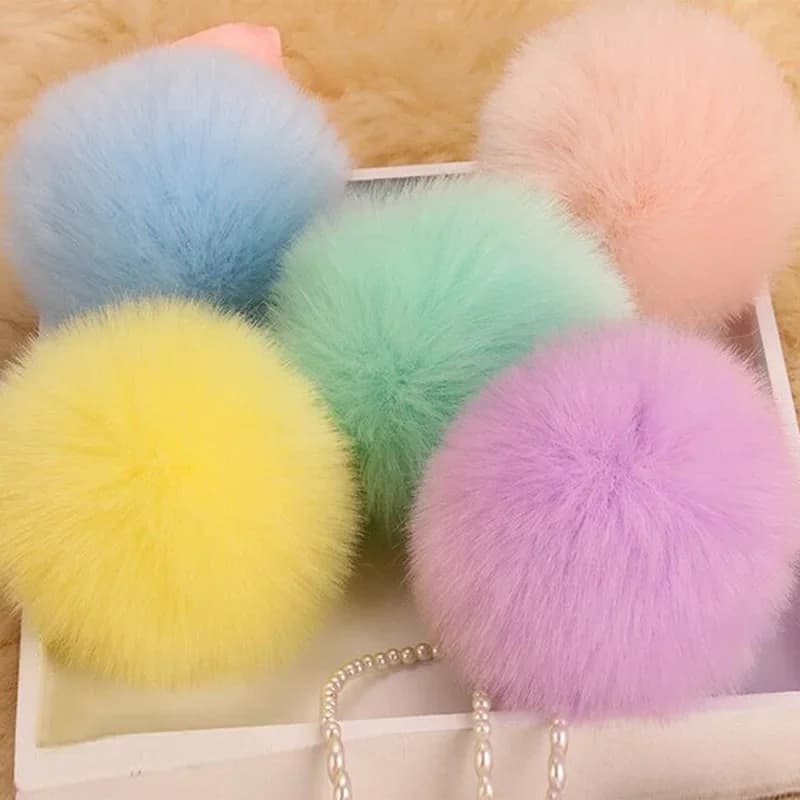 Porte-clés Pompon en fausse fourrure de lapin pour femmes, 8CM, boule de peluche, bijou de bibelot, cadeau de mariage