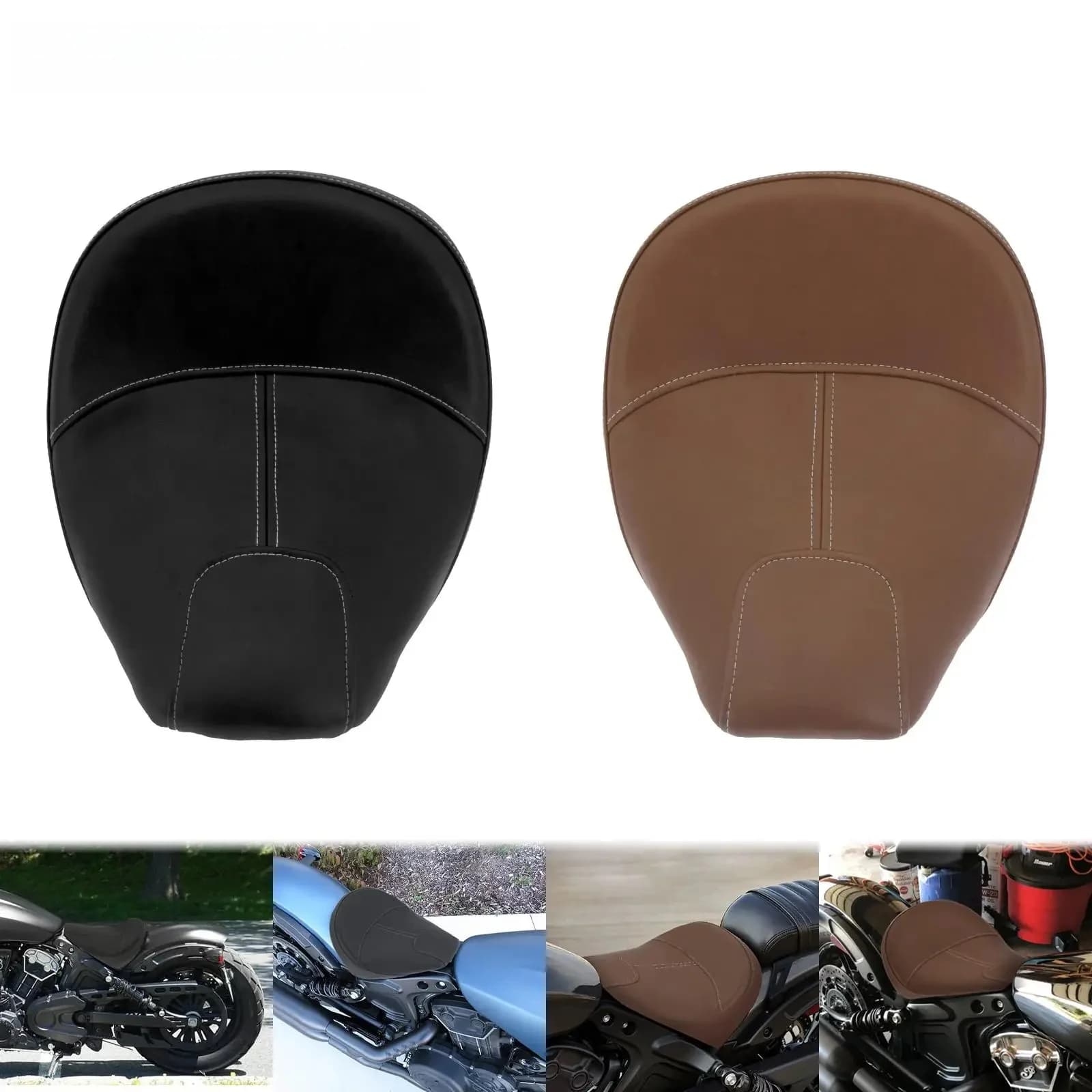 Siège de conducteur avant de moto en pu, coussin de selle, siège Solo noir/marron pour Indian Scout soixante 2016 – 2020 Scout 15-2020