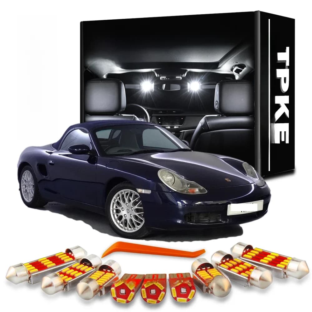 TPKE – Kit de lampes de carte pour intérieur, dôme LED sans erreur Canbus, éclairage de plaque d'immatriculation pour Porsche Boxster 1996 2004 – 986, 12 pièces