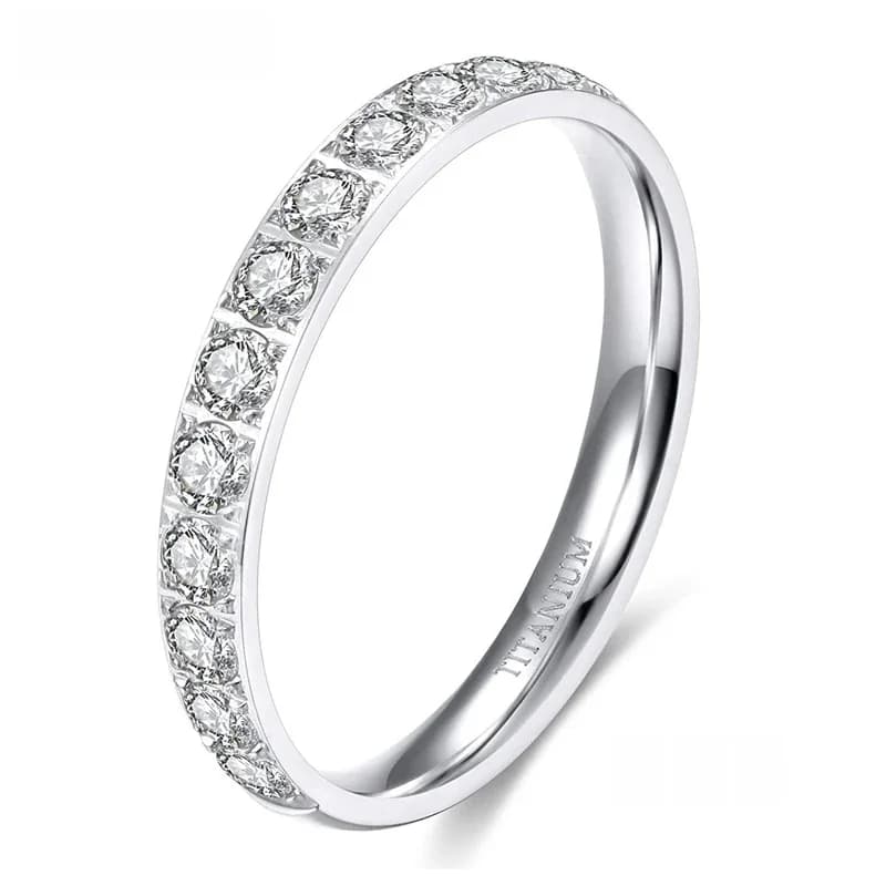 TIGRADE-Bagues d'éternité en titane pour femme, 3mm, demi-cubique, contre-indiqué, alliance de fiançailles, cadeau pour filles