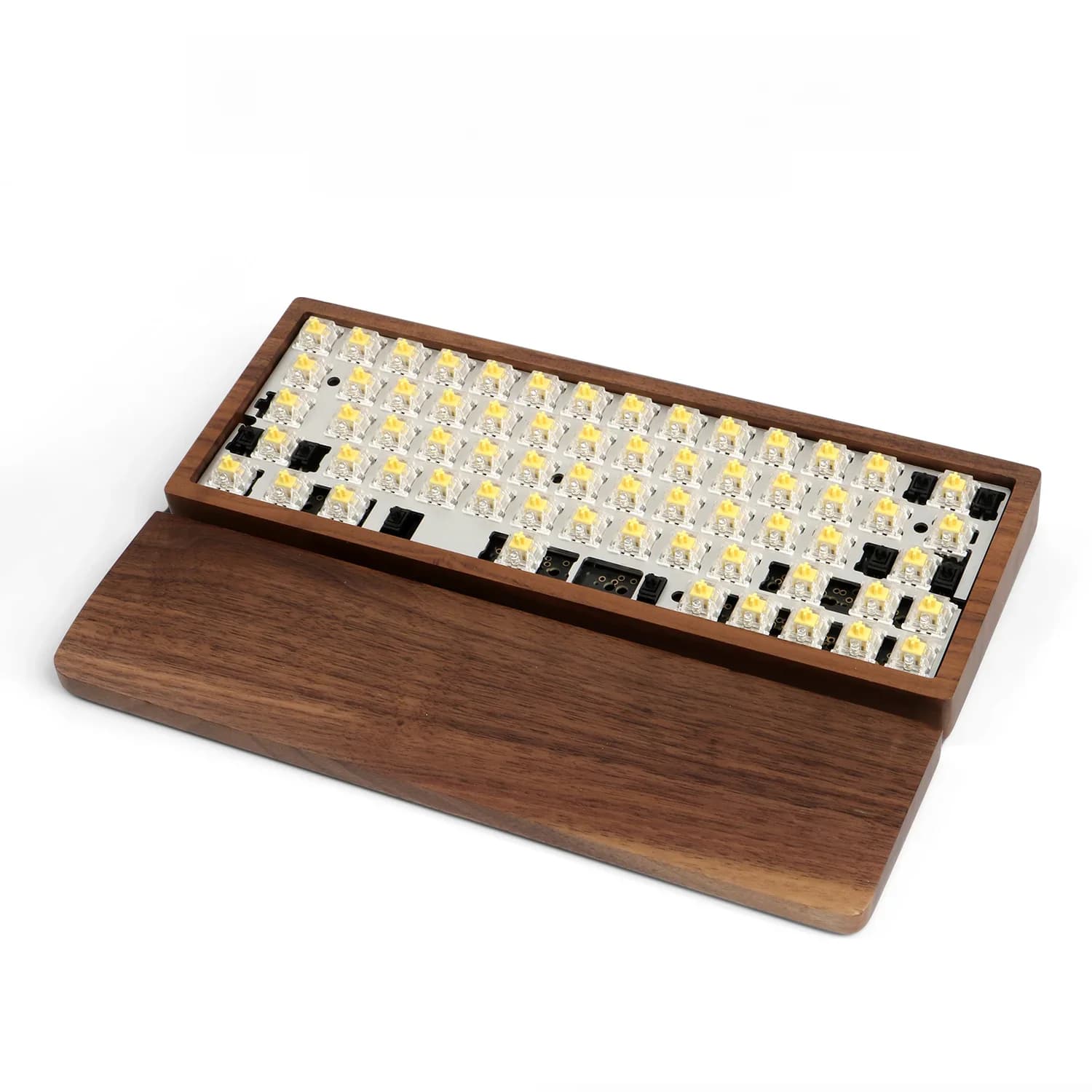 Boîtier en bois de noyer, palissandre, bois de zèbre avec poignet en bois de haute qualité pour gh60 xd64 poker 2 60%