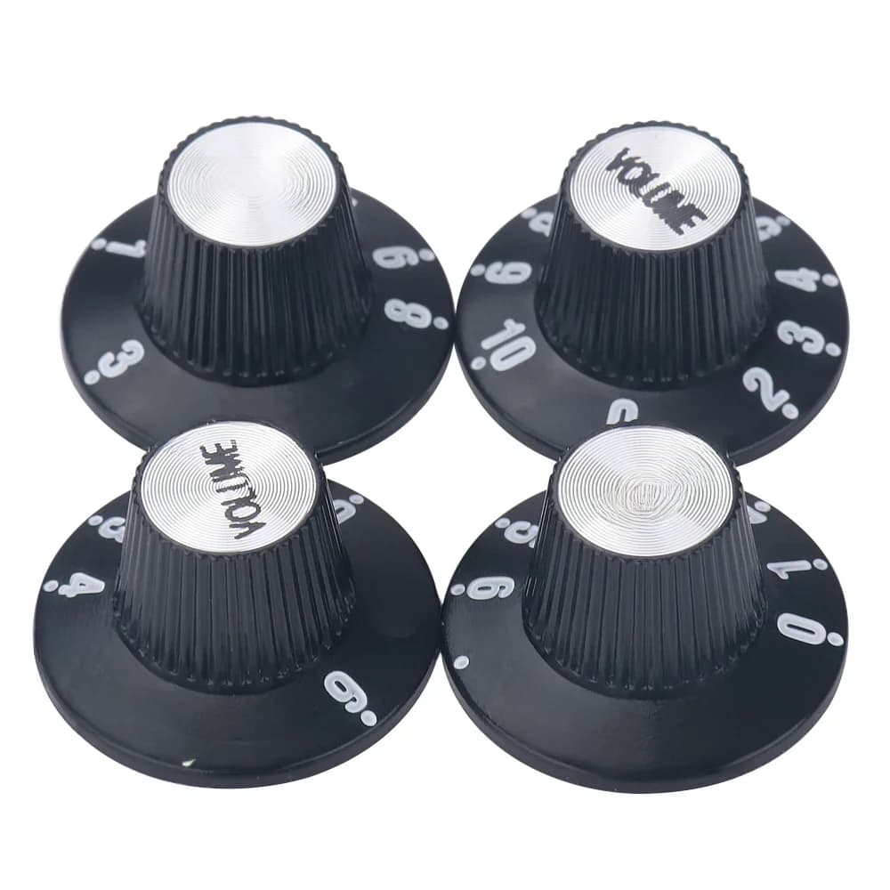 Boutons de guitare électrique 2T2V, chapeau haut, réflecteur argenté, bouton de contrôle de la vitesse du Volume et du tonalité, accessoires pour guitare basse