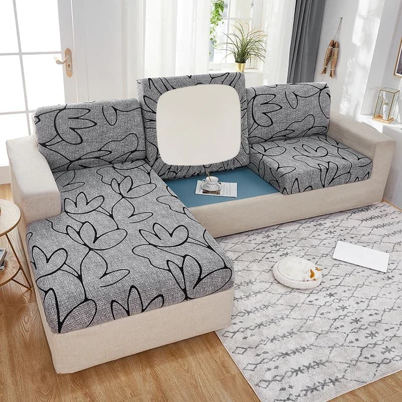 Housse de coussin de siège de canapé extensible, impression en Spandex, housse de chaise, protection de meubles pour animaux de compagnie et enfants, lavable et amovible, 1/2/3/4