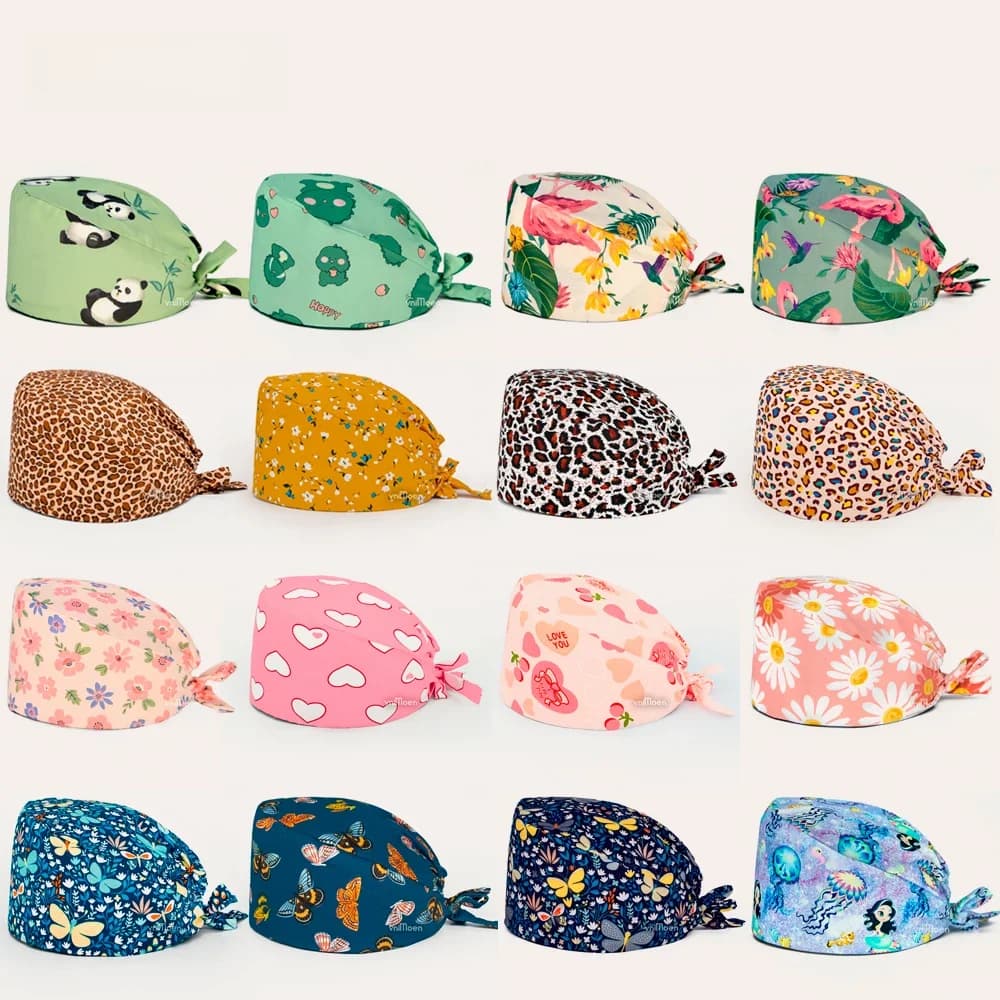 Casquette d'impression en gros médecin infirmière vêtements chirurgicaux le masque infirmière absorbant la sueur enveloppement de tête serviette Durable chapeau chirurgical Anti-sale