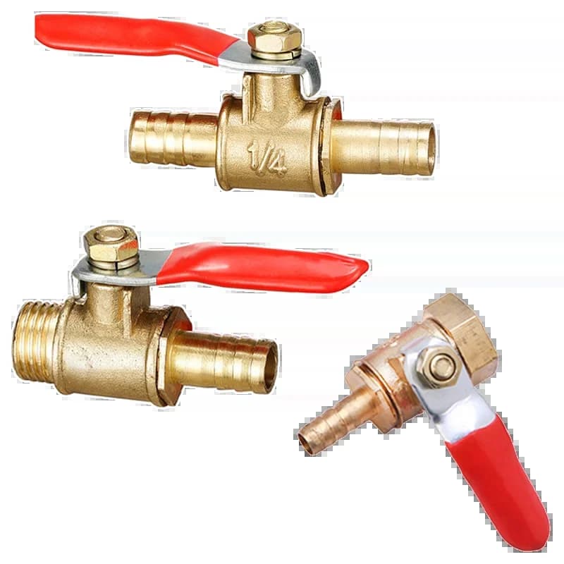 Robinet à tournant sphérique en laiton, tuyau de 4 à 12mm, filetage mâle 1/8''1/2''1/4'', joint à filetage femelle, joint droit, pour eau, huile, tuyau de carburant, 1 pièce