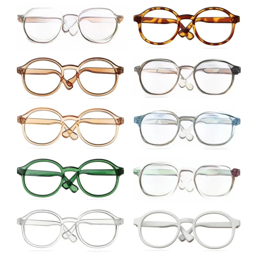 Lunettes miniatures à monture ronde pour Blythe, verres transparents, accessoires de lunettes à beurre en peluche, style de bonbons, document