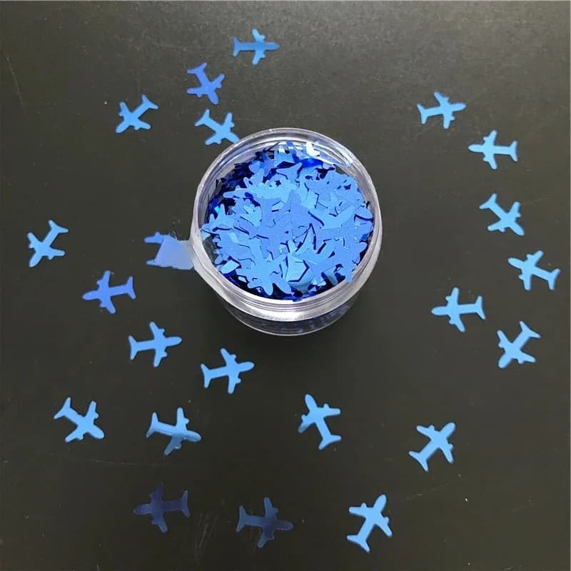 PrettyG 1 boîte de paillettes bleues en forme d'avion, 8mm, pour résine, bricolage, artisanat d'art, maquillage des ongles, accessoires de décoration B0705