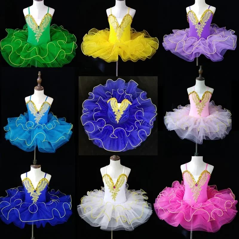 Tutu de Ballet de ballerine professionnelle pour enfants filles, vêtements de danse pour adultes, Costumes de Ballet Tutu de crêpes, justaucorps, robe de Ballet
