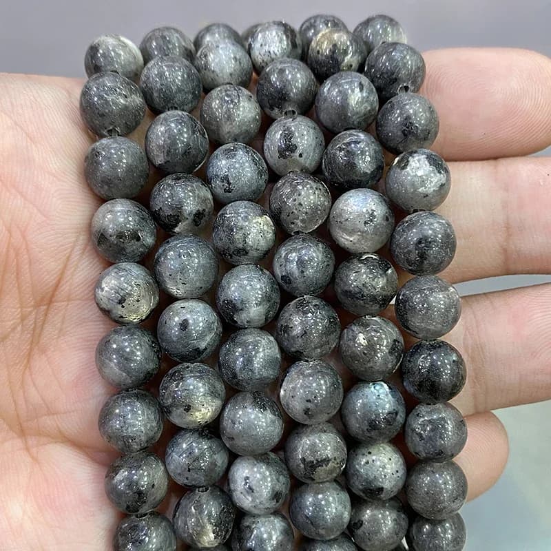 Perles Rondes en Pierre Naturelle, Labrumen Noir, 4/6/8/10/12mm, pour Bricolage, Bracelet, Collier, Breloque, 15 Pouces