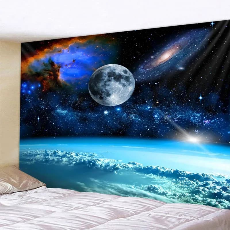 Tapisserie de ciel nocturne Voie lactée, tapisserie de paysage de nuit étoilée, décoration bohème psychédélique pour la maison, le salon et la chambre à coucher