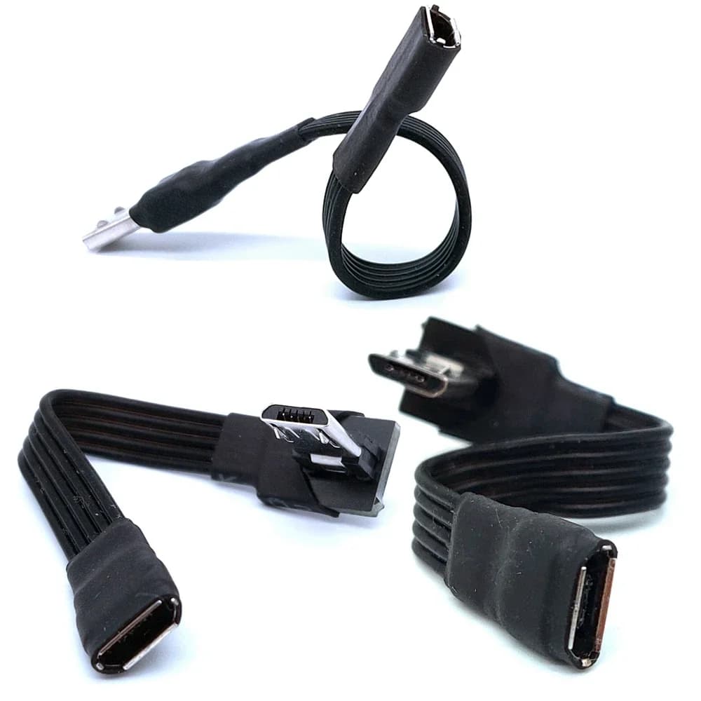 Micro USB 2.0 5 broches 90 degrés haut, bas, gauche et droit coudé mâle à femelle vers rallonge câble connecteur adaptateur connecteur