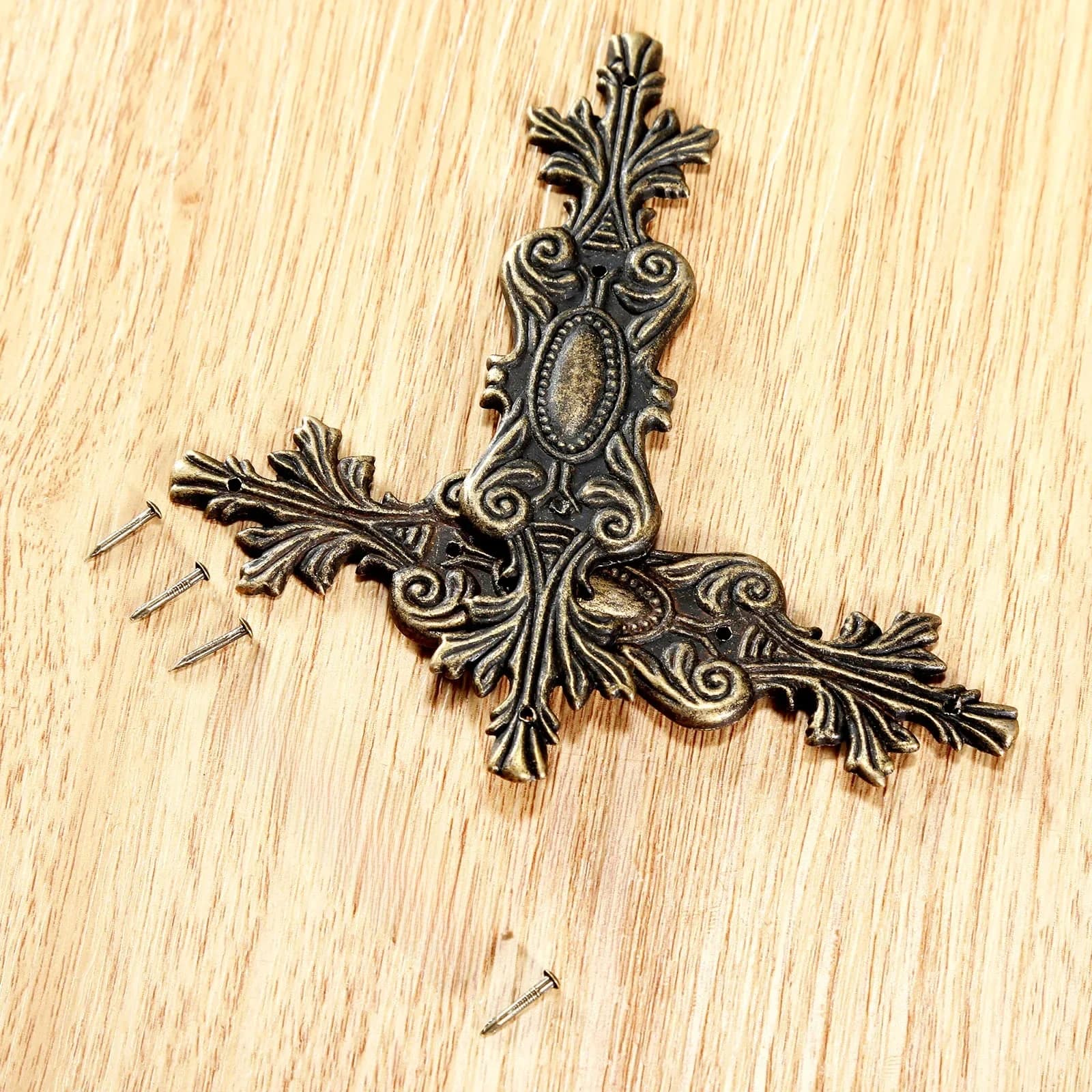 Support d'angle décoratif Antique 10x2.3cm/3.94 "* 0.91", boîte à bijoux décorative, protection d'angle de jambe, raccords de meubles 2x