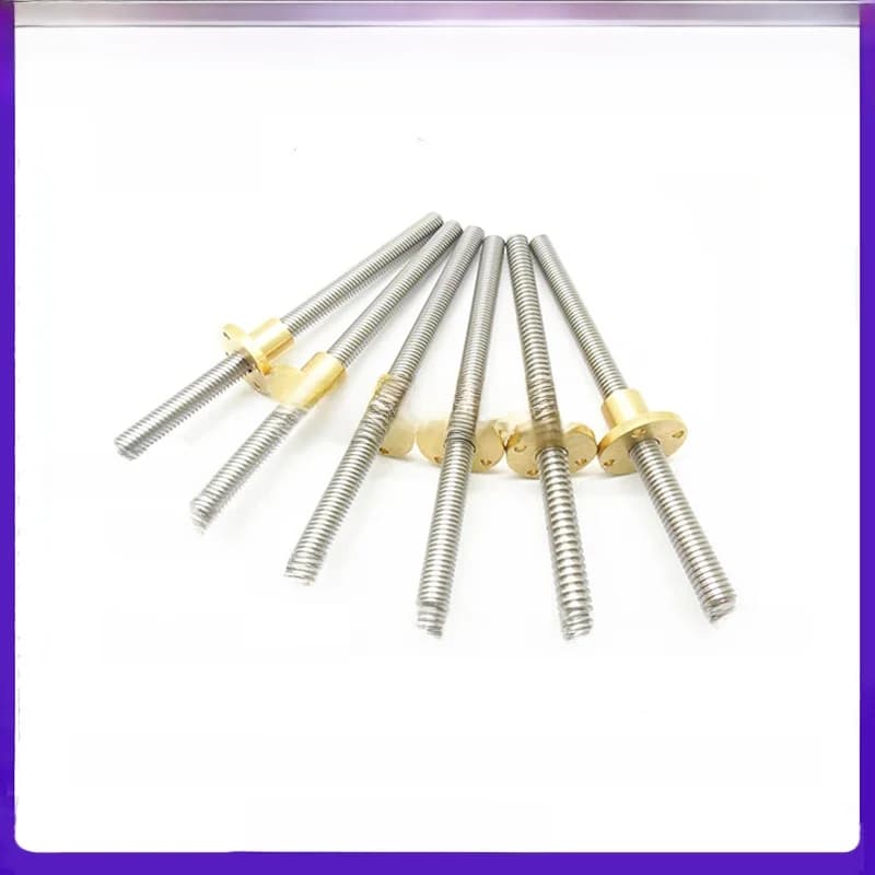 Vis sans fin en acier inoxydable 304 T12, diamètre 12 mm, pas 2 mm, 4 mm, 8 mm, 10 mm, 12 mm, 14 mm, longueur 100-1000 mm, avec écrou en laiton pour CNC 3D