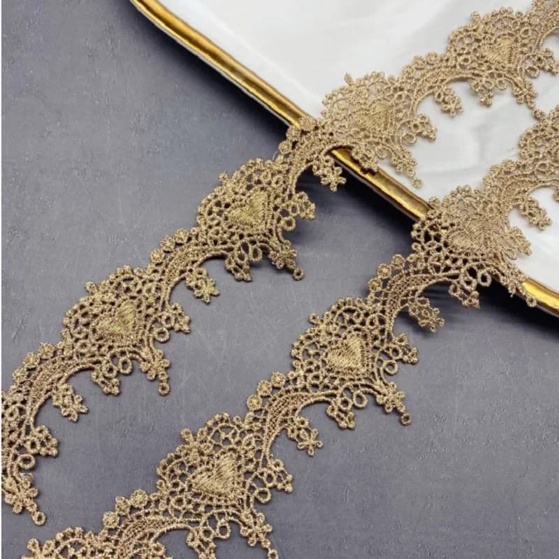 Tissu à pampilles dorées de 5 à 10 ans, 4cm de large, Style creux, dentelle fluorescente pour mariage, fil d'or brodé, accessoires en dentelle, garniture
