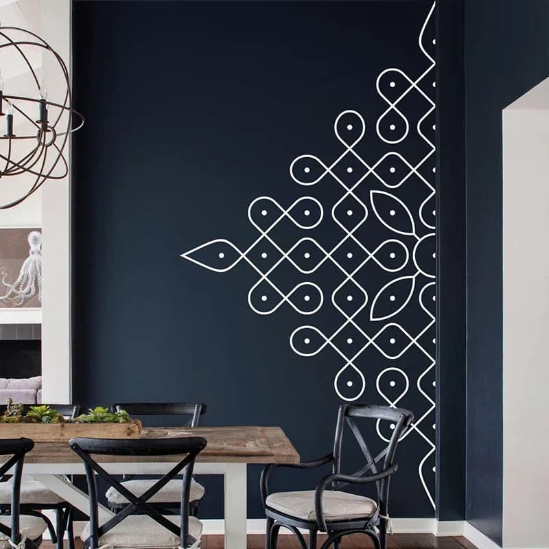 Autocollant mural Studio Kolam in Half, motifs Mandala, perfecVinyl, dessin folklorique indien, décor de chambre à coucher E726