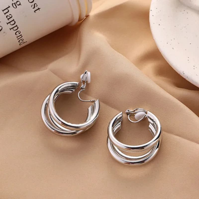 Boucles d'oreilles à Clip rond géométrique pour femmes, Clips d'oreille ronds Non percés, bijoux Punk Vintage