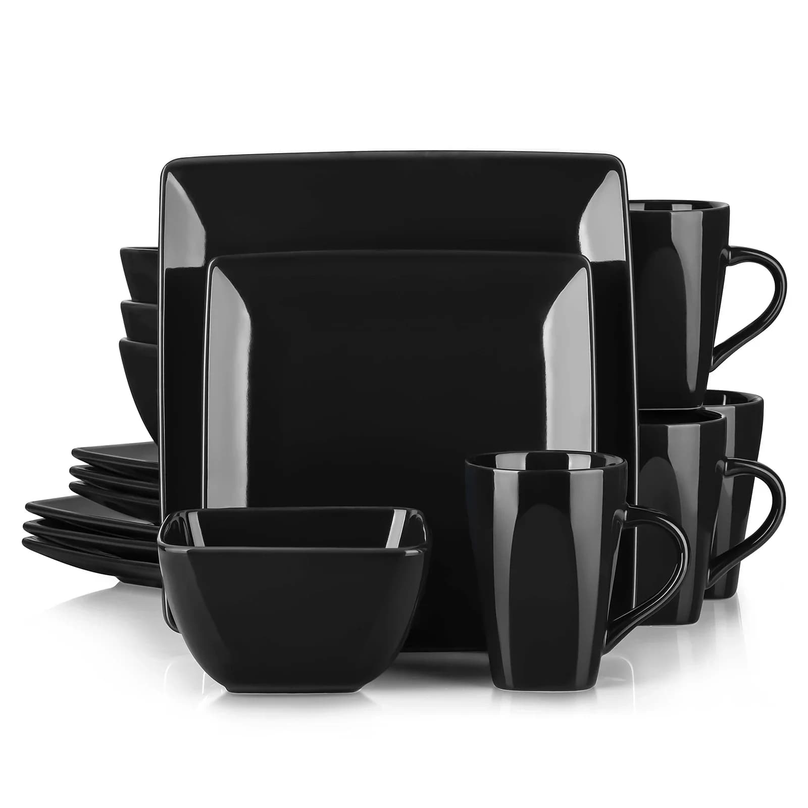 Vancasso-Service de vaisselle carré en porcelaine en céramique noire, assiette à dessert, bol, tasse de 32/48 ml, SO00-16, 240 pièces
