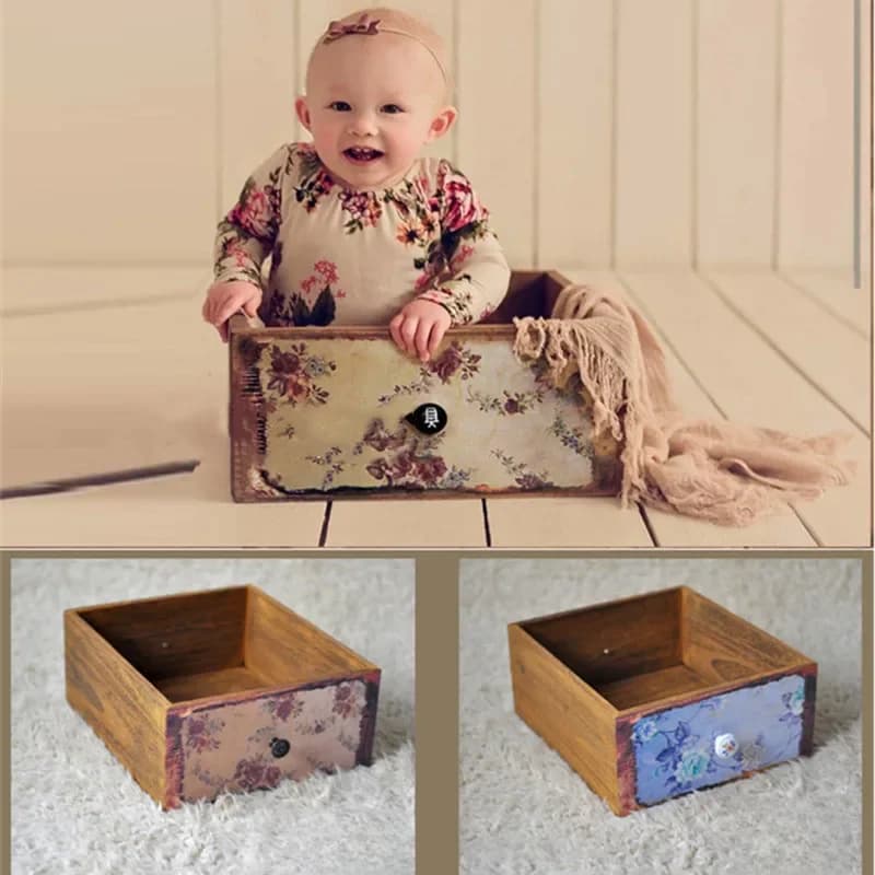 Accessoires de photographie pour nouveau-né, accessoires de studio photo, cadre en bois vintage, meubles, impression sur deux côtés, prise de vue nouveau-né