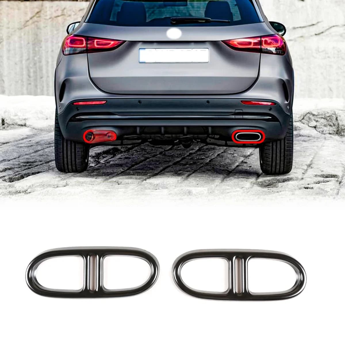 Pare-chocs arrière en acier inoxydable pour Mercedes Benz, garniture de tuyau d'accès aux touristes, couvercle d'échappement, accessoires de voiture, GLA H247 versi20-21
